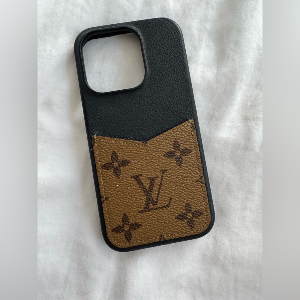 Louis Vuitton Black and Tan Monogram Phone Cover